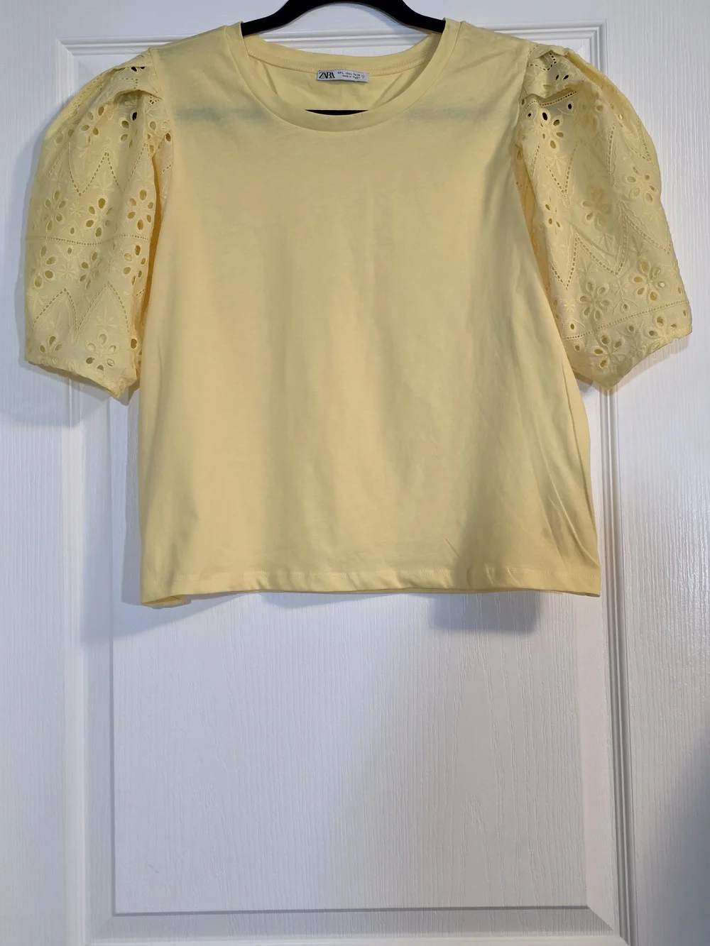 NWOT Zara Contrast Top T-Shirt Light - Yellow Size L - Picture 4 of 8